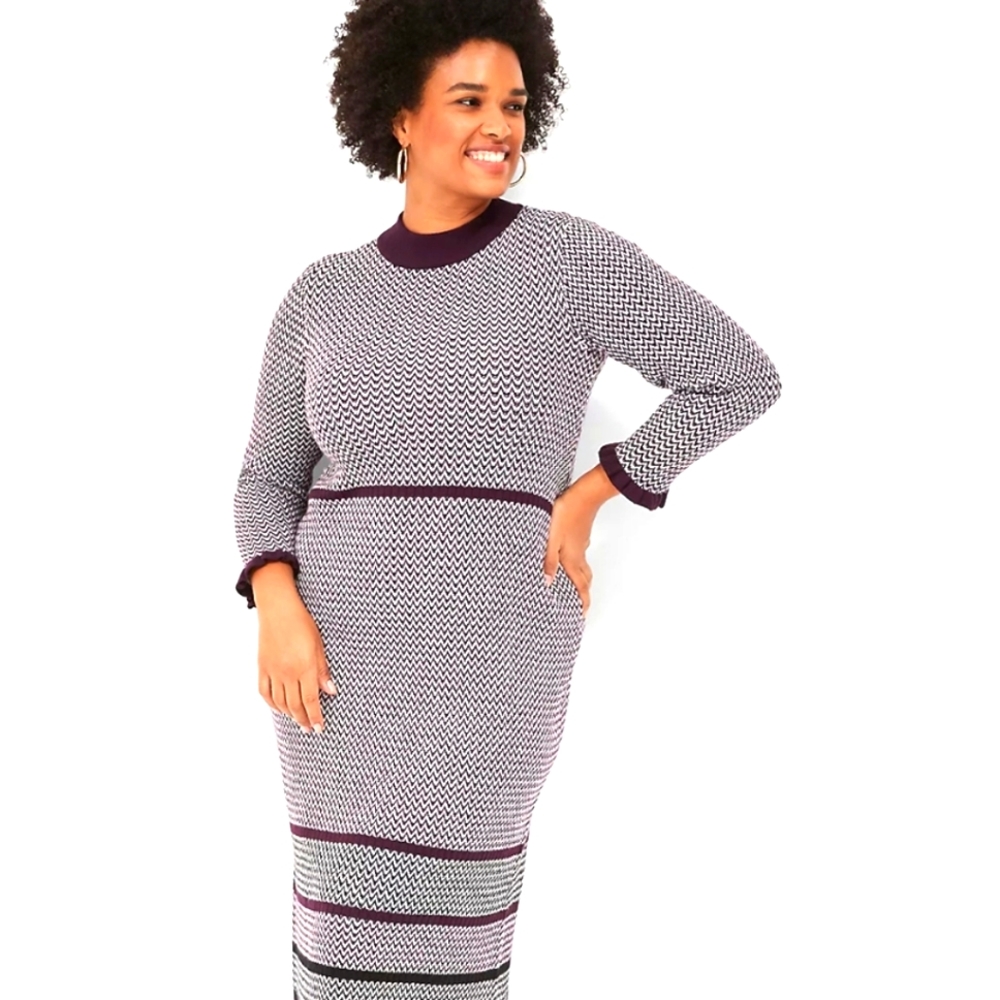 Sweater Dress Black, White, Orange